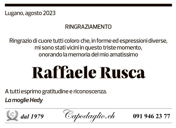 Annuncio funebre Raffaele Rusca