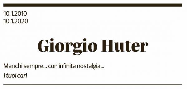 Annuncio funebre Giorgio Huter