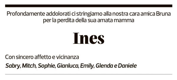 Annuncio funebre Ines Danesi