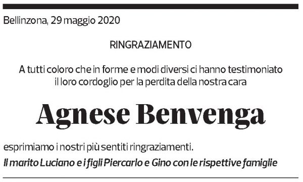 Annuncio funebre Agnese Benvega