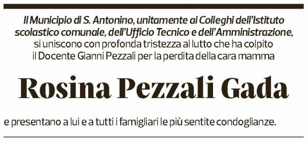 Annuncio funebre Rosina Pezzali Gada