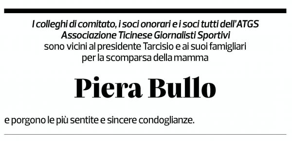 Annuncio funebre Piera Bullo