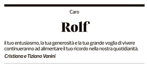 Annuncio funebre Rolf Macchi