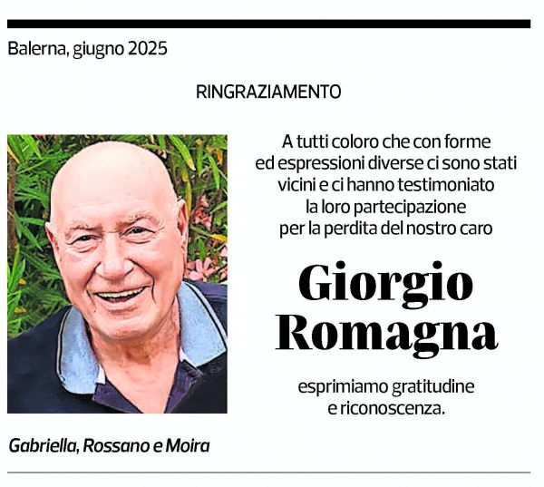 Annuncio funebre Giorgio Romagna