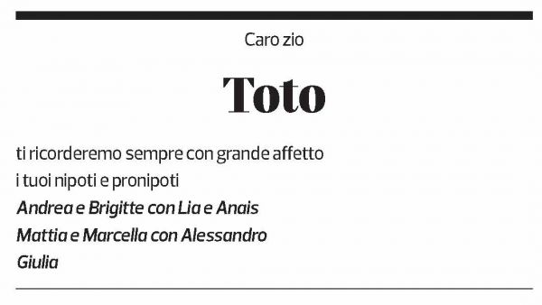 Annuncio funebre Antonio Rabaglio
