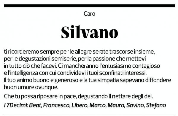 Annuncio funebre Silvano Parini