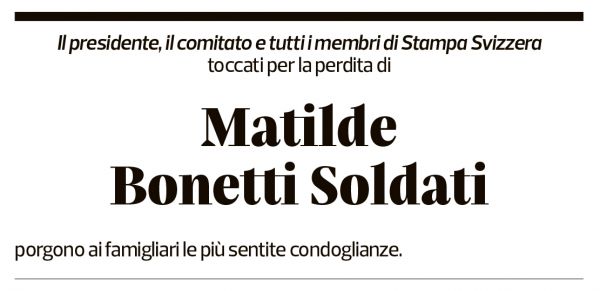 Annuncio funebre Matilde Bonetti Soldati