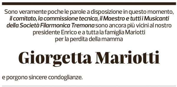 Annuncio funebre Giorgetta Mariotti