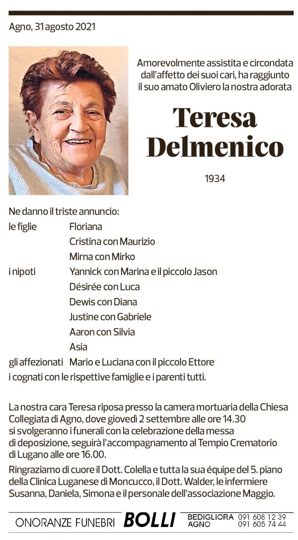 Annuncio funebre Teresa Delmenico