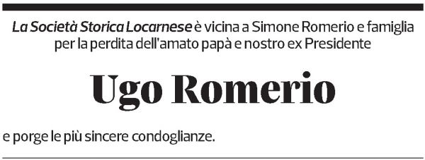 Annuncio funebre Ugo Romerio