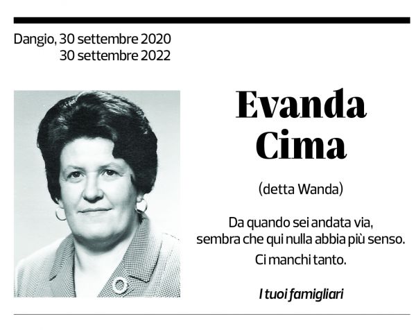 Annuncio funebre Evanda Cima