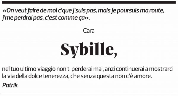 Annuncio funebre Sybille 