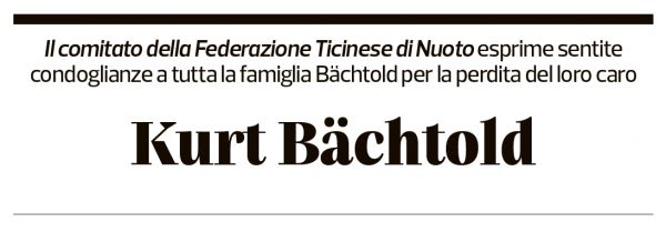 Annuncio funebre Kurt Bächtold