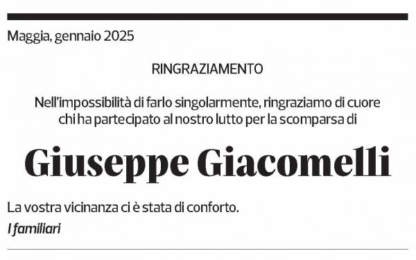 Annuncio funebre Giuseppe Giacomelli