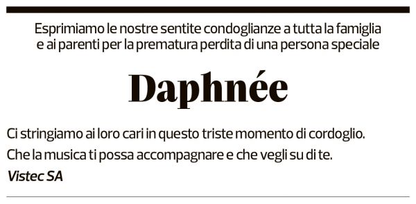 Annuncio funebre Daphnée Capriroli-barioni