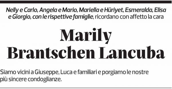 Annuncio funebre Marily Brantschen Lancuba