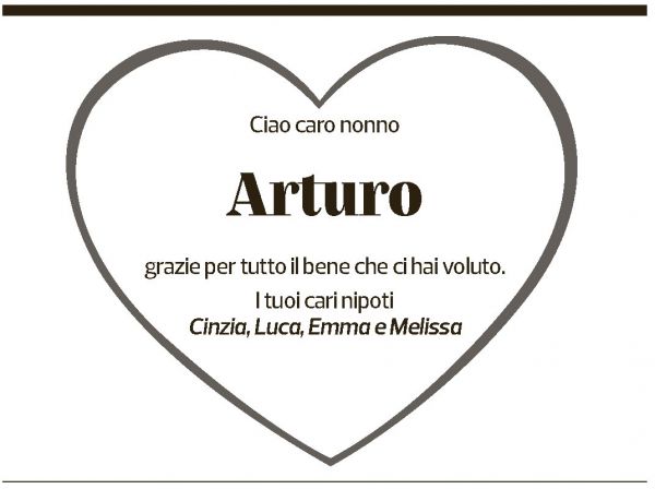 Annuncio funebre Arturo Galli