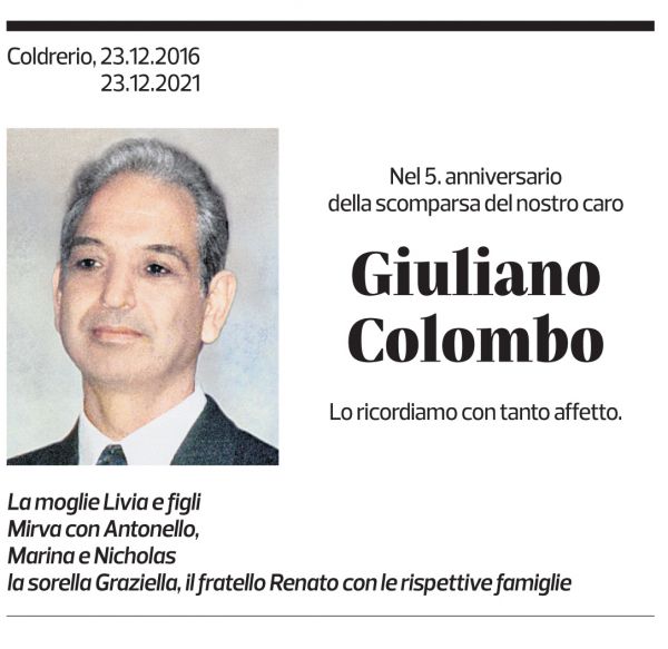 Annuncio funebre Giuliano Colombo