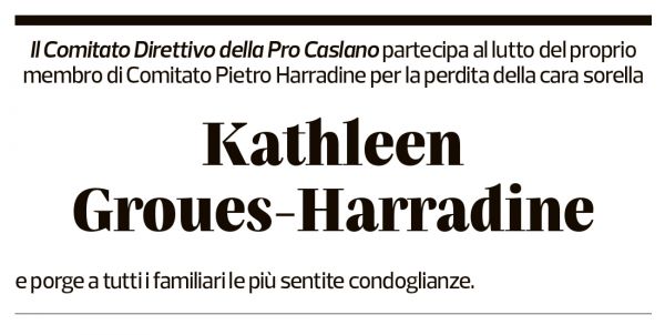 Annuncio funebre Kathleen Groues-harradine