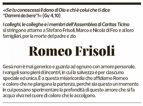 Annuncio funebre Romeo Frisoli