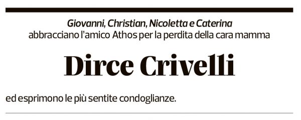 Annuncio funebre Dirce Crivelli