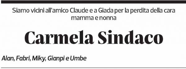 Annuncio funebre Carmela Sindaco