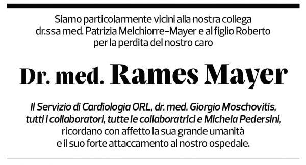 Annuncio funebre Rames Mayer