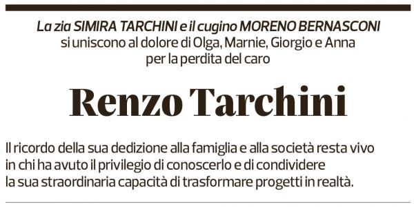 Annuncio funebre Renzo Tarchini