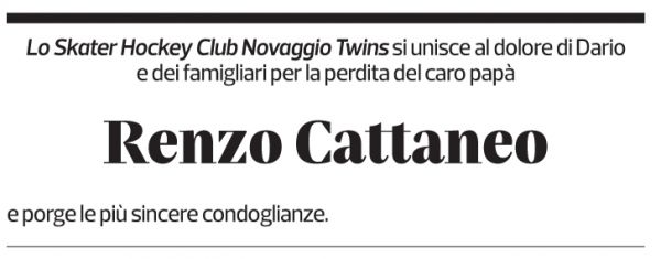 Annuncio funebre Renzo Cattaneo