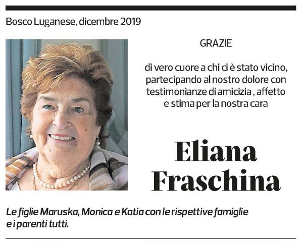 Annuncio funebre Eliana Fraschina