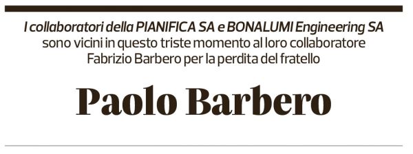 Annuncio funebre Paolo Barbero