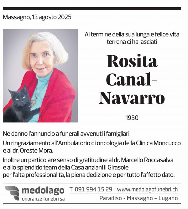 Annuncio funebre Rosita Canal-navarro