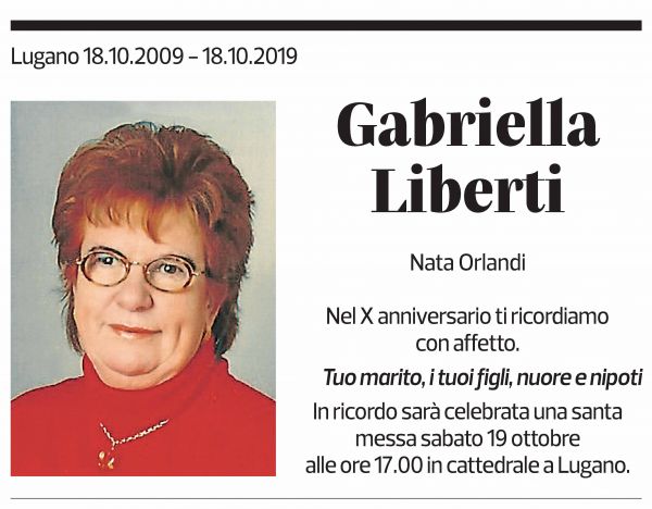 Annuncio funebre Gabriella Liberti