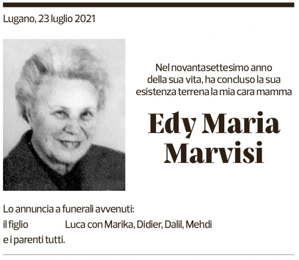 Annuncio funebre Edy Maria Marvisi