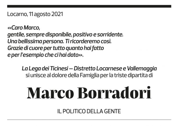 Annuncio funebre Marco Borradori