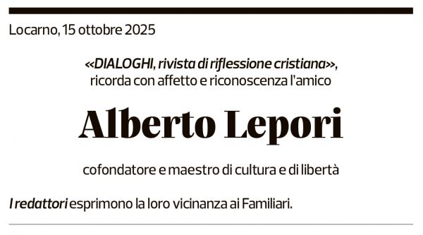 Annuncio funebre Alberto Lepori