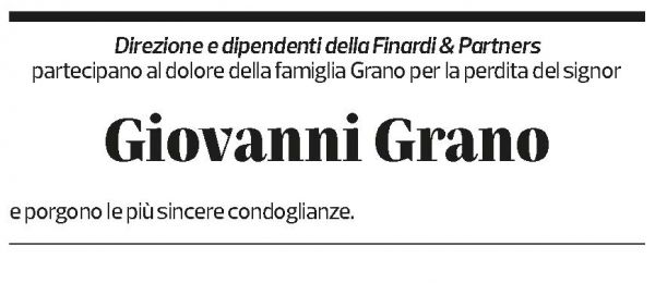 Annuncio funebre Giovanni Grano