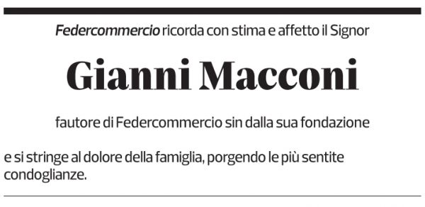 Annuncio funebre Gianni Macconi