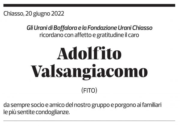 Annuncio funebre Adolfito Valsangiacomo