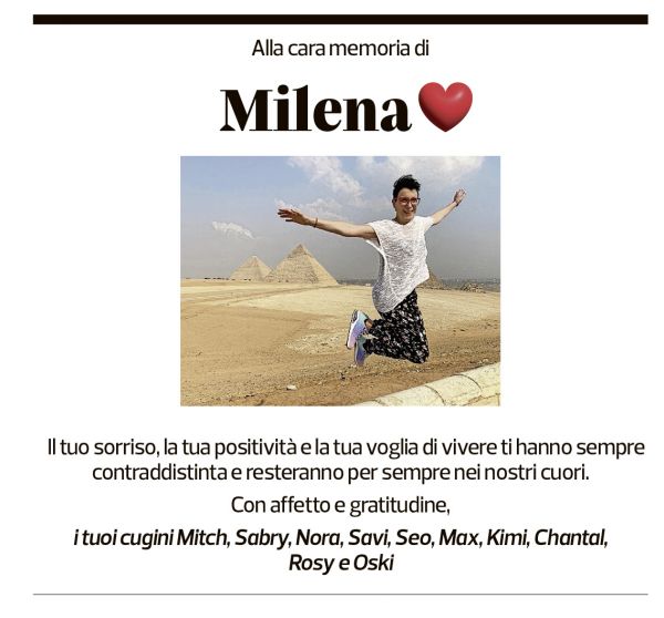 Annuncio funebre Milena Fenaroli