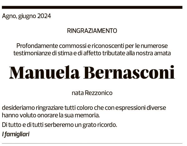 Annuncio funebre Manuela Bernasconi