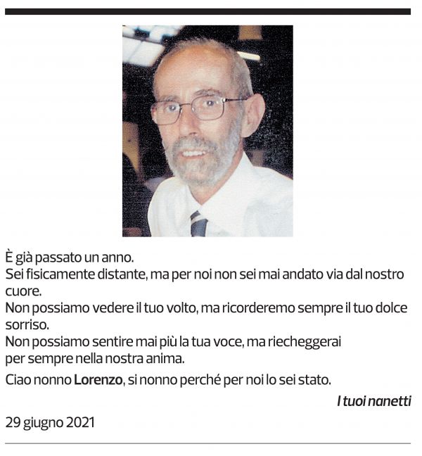 Annuncio funebre Lorenzo Scacchi