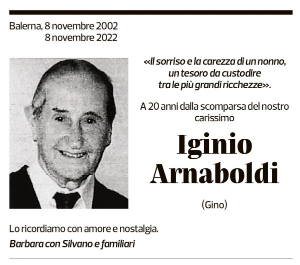 Annuncio funebre Iginio Arnaboldi