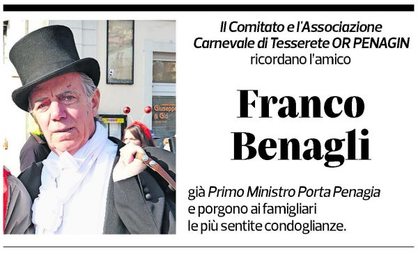 Annuncio funebre Franco Benagli