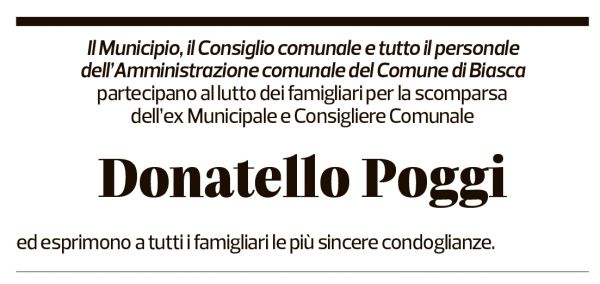 Annuncio funebre Donatello Poggi