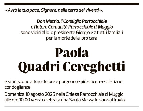 Annuncio funebre Paola Quadri