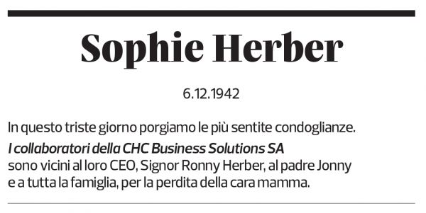 Annuncio funebre Sophie Herber