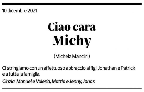 Annuncio funebre Michela Mancini