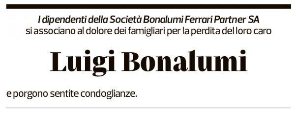 Annuncio funebre Luigi Bonalumi