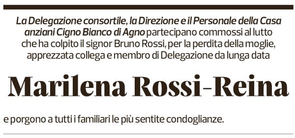 Annuncio funebre Marilena Rossi-reina